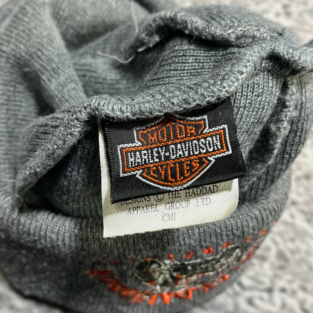Vintage Harley Davidson Beanie Cap Gray Embroidered Logo Biker Motorcycle‎ - Picture 4 of 8